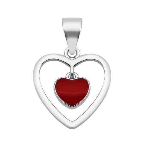 Серебряная подвеска Сердце с эмалью (PE40363)