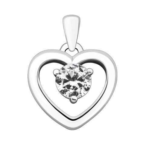 Серебряная подвеска Сердце с фианитом (PE41045)