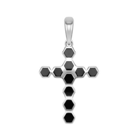 Серебряная подвеска-крестик с эмалью (PG00892)