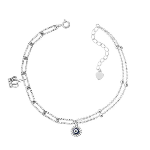 Серебряный браслет с эмалью и фианитами (D04036)