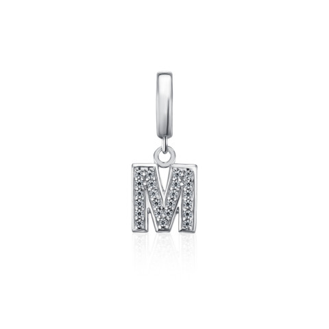 Серебряная подвеска-шарм Буква "M" с фианитами (PLA-HSDM-06-S-P/12/1)