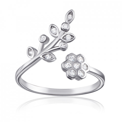 Серебряное кольцо «Цветок» с фианитами. (RI34640-R/12/1)