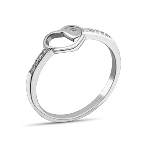 Серебряное кольцо Сердце с фианитами (RI34709)