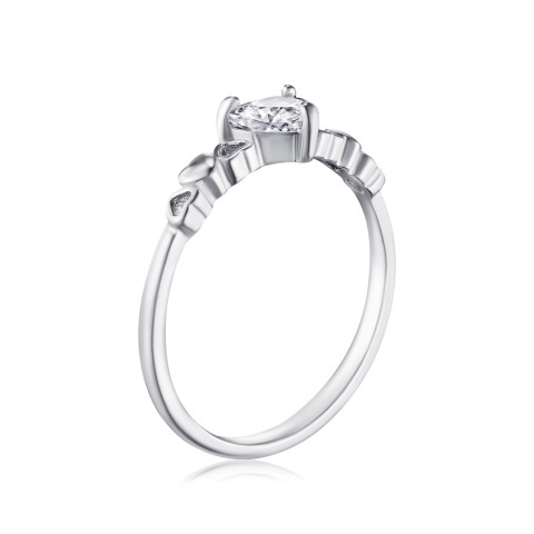 Серебряное кольцо Сердце с фианитом  RI39446-R/12/1