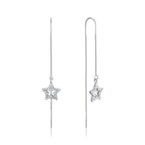 Серебряные серьги-протяжки с фианитами SE00425-E/12/1