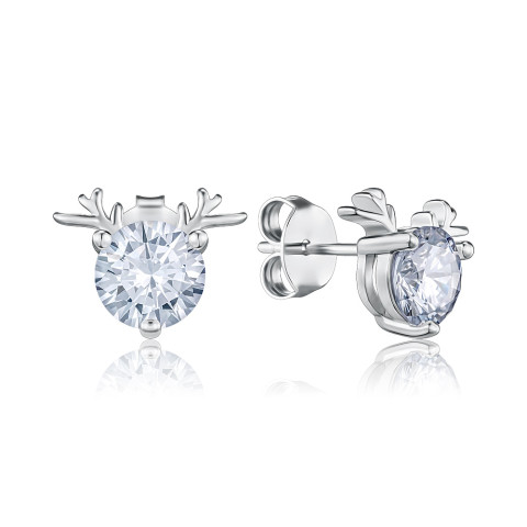 Серебряные пуcсеты с фианитами SE00801-1-E/12/1