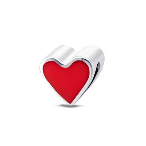 Серебряная бусина шарм Красное сердце (794П.Кра.Rh)