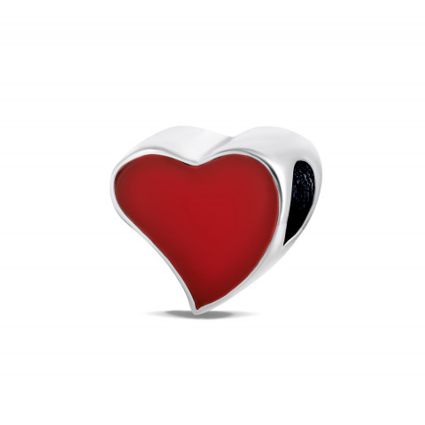 Серебряная бусина шарм Красное сердце (П5К/752)