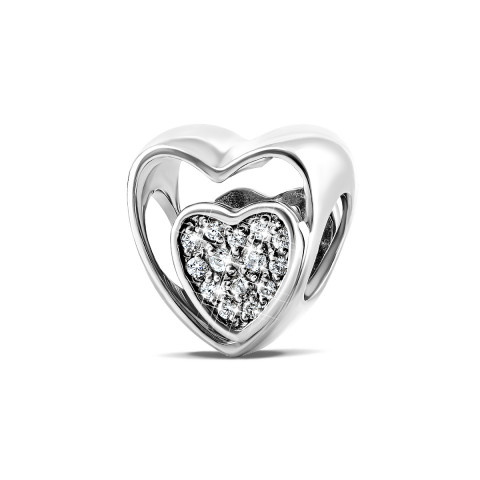 Серебряная бусина шарм Сердце (562230)