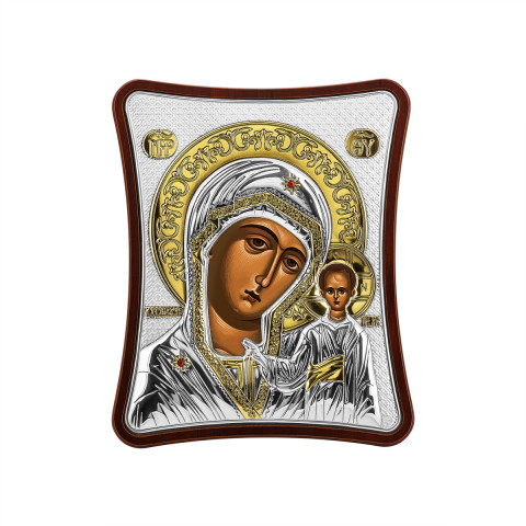 Серебряная икона Божией Матери Казанская  (MA/E1406/1X)