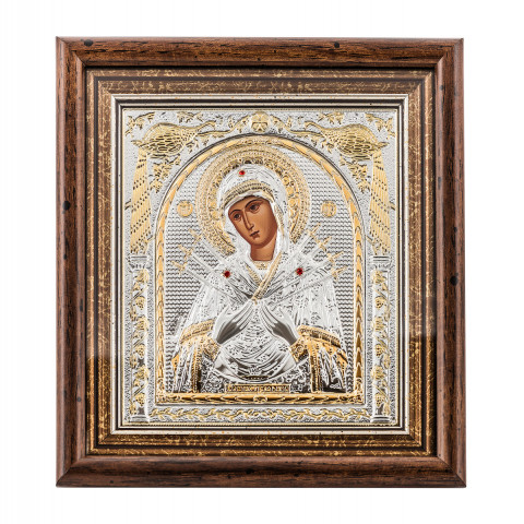 Серебряная икона Божией Матери «Семистрельная» (ЕР513-152KZ)