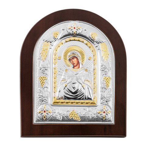 Серебряная икона Божией Матери «Семистрельная» (МА/Е 3114 DХ)