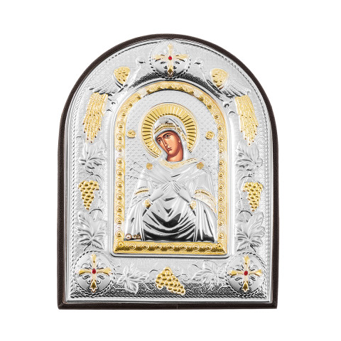 Серебряная икона Божией Матери «Семистрельная» (МА/Е 5114 DХ/BR)