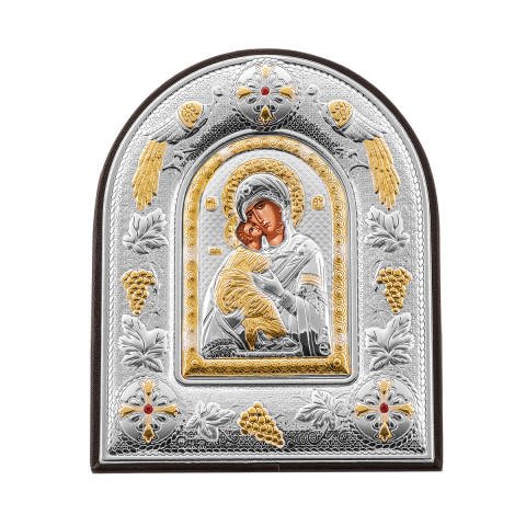 Серебряная икона «Божья Матерь Владимирская» (МА/Е 5110 DХ/BR)