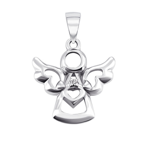 Серебряная подвеска Ангел с бриллиантом (СД-036р)