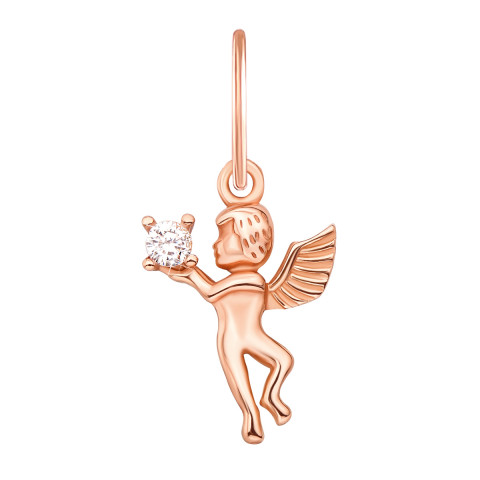 Серебряная подвеска «Ангел» с фианитом и позолотой (П3Ф/133)