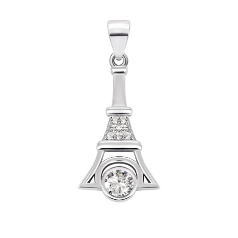 Серебряная подвеска Эйфелева башня с фианитами (1PE46418)