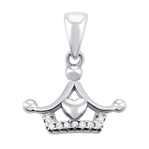Серебряная подвеска Корона с фианитами (TP075907)