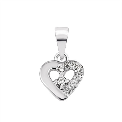 Серебряная подвеска Сердце с бриллиантами (3935р-BR)
