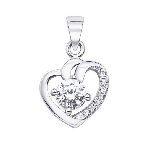 Серебряная подвеска «Сердце» с фианитами (1PE44464-P/12/1)