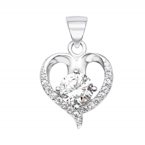 Серебряная подвеска «Сердце» с фианитами (1PE44960-P)