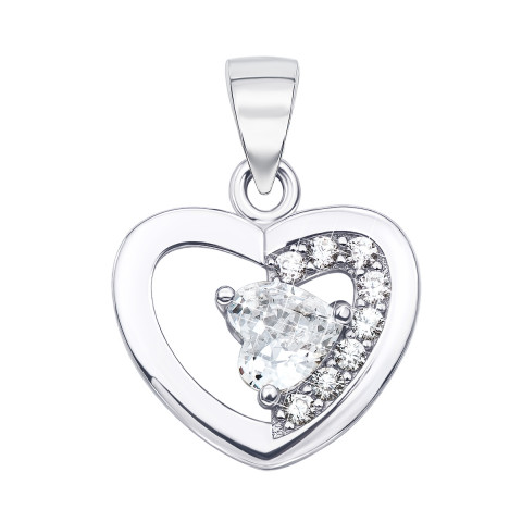 Серебряная подвеска «Сердце» с фианитами (1PE45093-P)