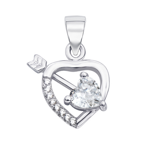 Серебряная подвеска «Сердце» с фианитами (1PE45235-P)
