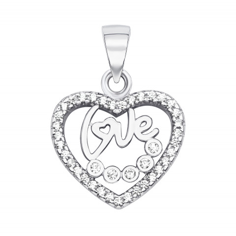 Серебряная подвеска «Сердце» с фианитами (1PE64713-P)