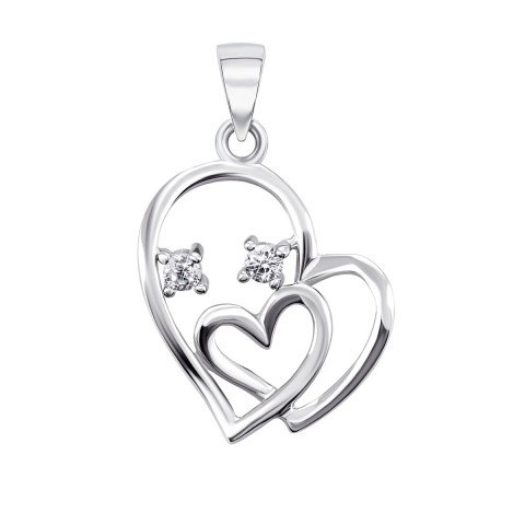 Серебряная подвеска Сердце с фианитами (1PE66910)