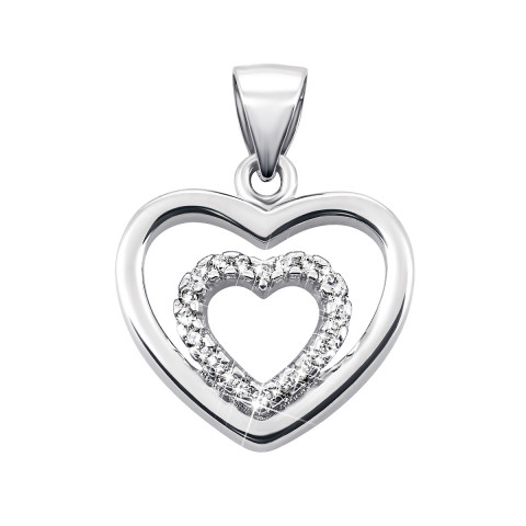 Серебряная подвеска Сердце с фианитами (1PE66940)