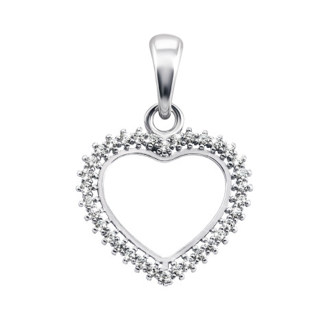 Серебряная подвеска Сердце с фианитами (74467б)