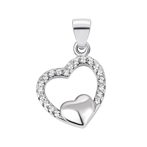 Серебряная подвеска Сердце с фианитами (7PE66557)