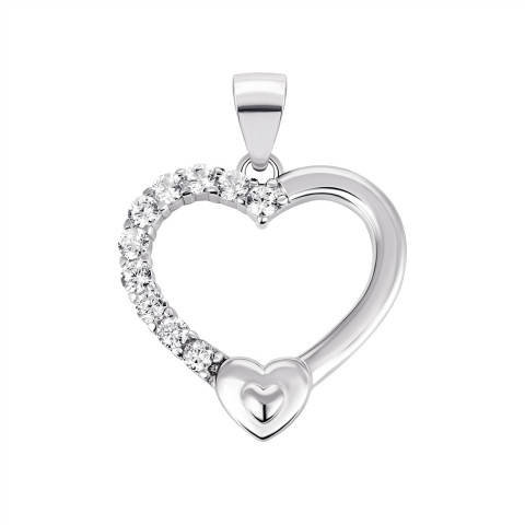 Серебряная подвеска Сердце с фианитами (7PE66560)