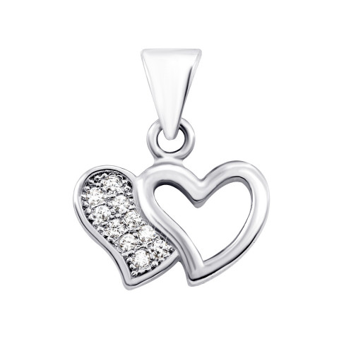 Серебряная подвеска Сердце с фианитами (PP2441)