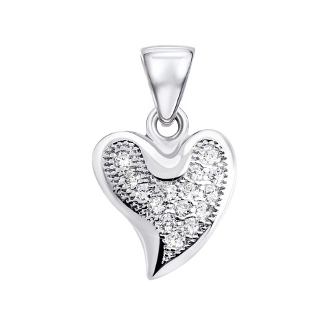 Серебряная подвеска Сердце с фианитами (PP2455)