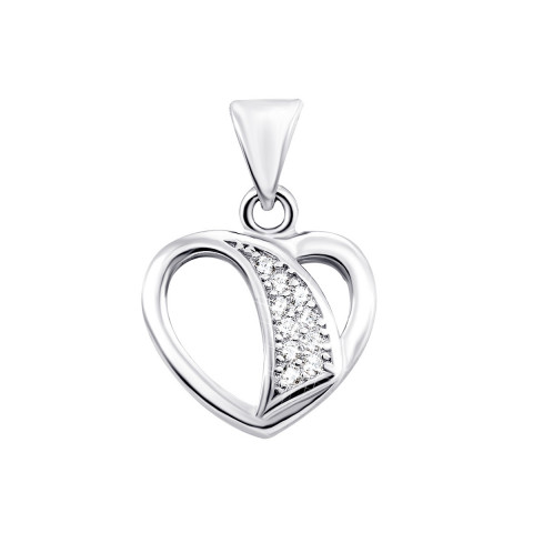 Серебряная подвеска Сердце с фианитами (PP2456)