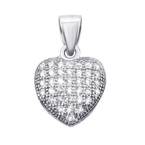 Серебряная подвеска Сердце с фианитами (PPS1975-10)