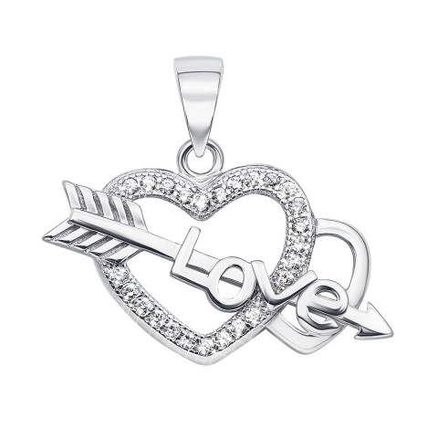 Серебряная подвеска «Сердце» с фианитами (SA7595-P/12/1)