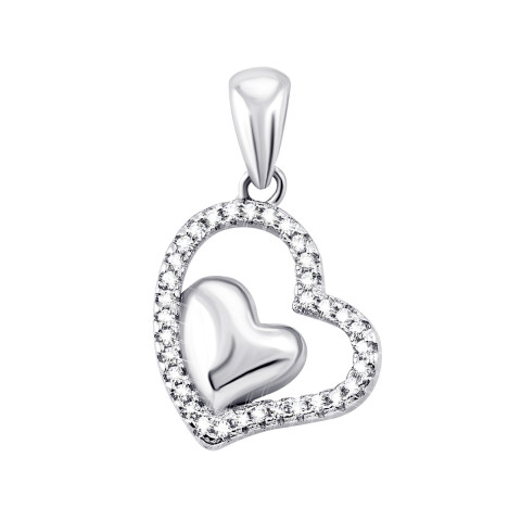 Серебряная подвеска Сердце с фианитами (TP104310)