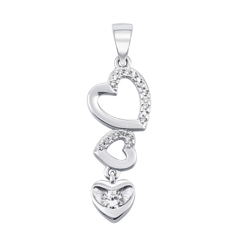 Серебряная подвеска Сердце с фианитами (TP135713)