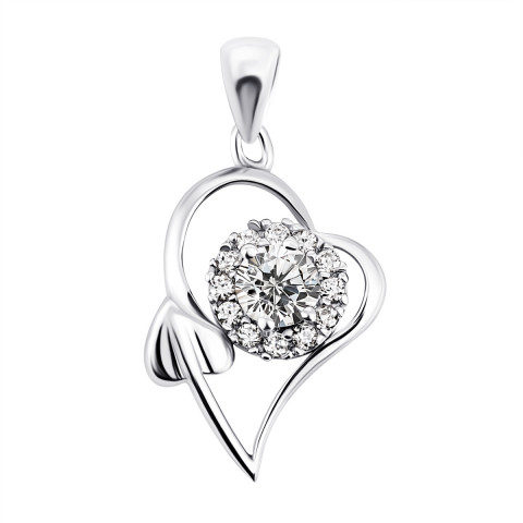 Серебряная подвеска Сердце с фианитами (1PE66057)