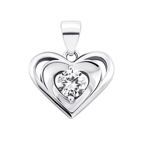 Серебряная подвеска Сердце с фианитом (1PE67262)