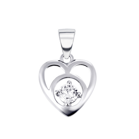 Серебряная подвеска Сердце с фианитом (2P16490)