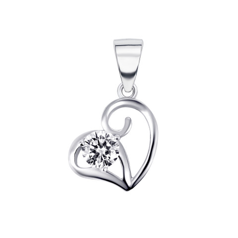 Серебряная подвеска Сердце с фианитом (2P16500)
