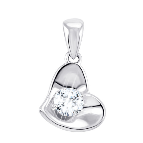 Серебряная подвеска Сердце с фианитом (TP073707)