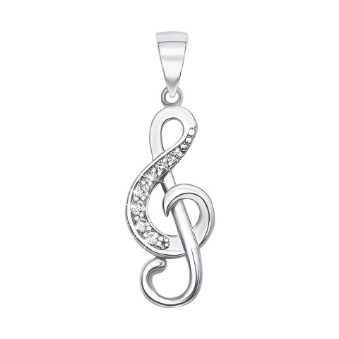 Серебряная подвеска «Скрипичный ключ» с фианитами (70286/12/1/43)