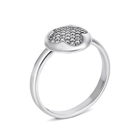 Серебряное кольцо Цветок с фианитами (715К.Rh)