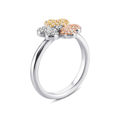 Серебряное кольцо Цветок с фианитами и позолотой (TR12001)