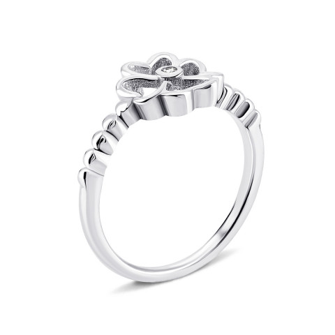 Безразмерное cеребряное кольцо Цветок с фианитом (1RI56480/0-R)