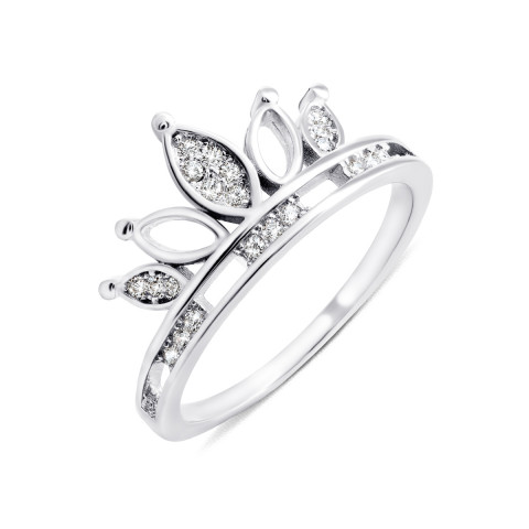 Серебряное кольцо Корона с фианитами (1RI68403)